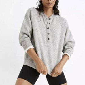 Madewell MDL Grey Henley Crewneck Sweatshirt